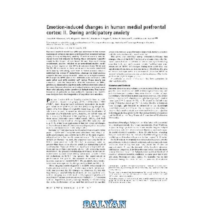 دانلود کتاب Emotion induced changes in medial prefrontal cotex